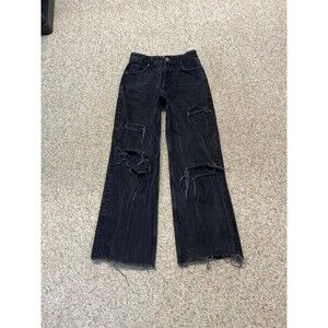 Zara Black Distressed Flare Jeans